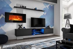 Nowoczesne wiszące meblościanki z kominkiem elektrycznym - wybór kolorów FIRE 2