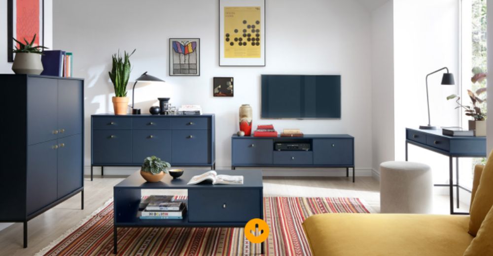 Stolik nocny z szufladą - kolor granat/beż MAROCO 4