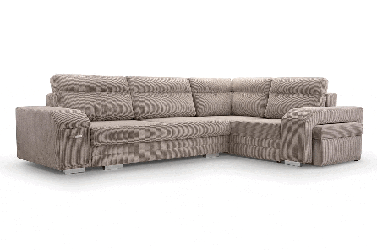 Narożnik sztruksowy duży z dużą powierzchnią spania HOME 24