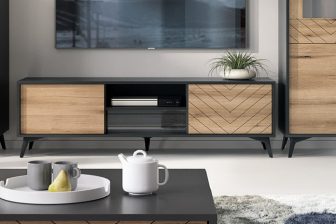 Loft szafka RTV na nóżkach z dekorem DORATO 103 cm