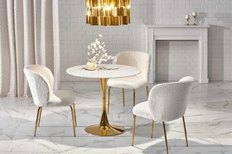 Marmurowy stół na złotej nodze 90 fi