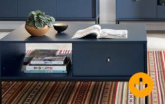 Nowoczesne ławy do salonu MAROCO - granatowy /beżowy