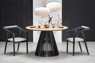 Stół okrągły industrialny na jednej nodze 120 cm