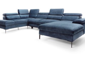 Ogromna kanapa rogowa z podnoszonymi zagłówkami