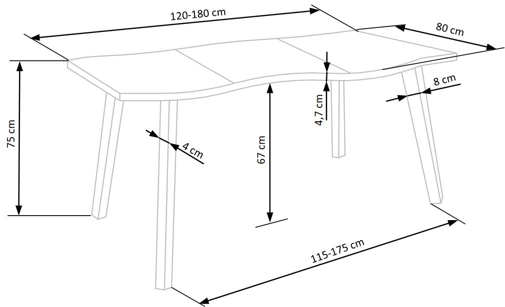 Stół rozkładany z falowanym blatem 120-180 DICKSON 14