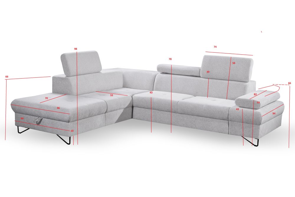 Narożnik na metalowych nóżkach rozkładany FALVIO 11