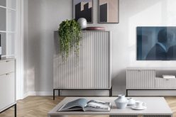 Industrialna wysoka komoda jasna szara