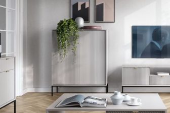 Industrialna wysoka komoda jasna szara