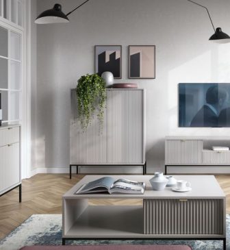 Industrialna wysoka komoda jasna szara