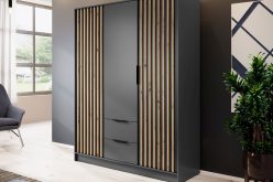 Modna szafa 3 drzwiowa z lamelami bez lustra NOLA 3D/155 - duży wybór kolorów 7