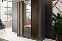 Najmodniejsze szafy z lamelami 3 drzwiowe z lustrem NOLA 3D/155 - wybór kolorystyki 4