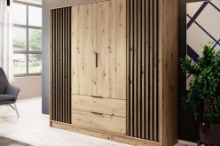 Nowoczesne szafy z lamelami 4 drzwiowe z szufladami NOLA 4D/206 - wybór modnych kolorów 6