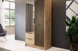 Szafa do pokoju z lamelami z lustrem z szufladami NOLA 2D/105 - piękne kolory do wyboru 3