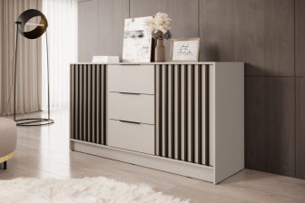 Duża komoda kaszmir z czarnymi lamelami