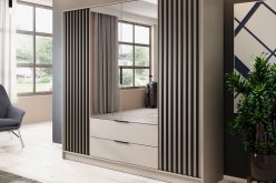 Duża szafa kaszmir z lamelami i lustrem