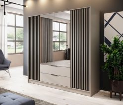 Duża szafa kaszmir z lamelami i lustrem