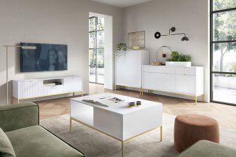 Ławy nowoczesne do salonu na metalowych nóżkach z modnym wzorem NORTH - duży wybór kolorów