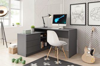 Biurko rogowe do pokoju grafit