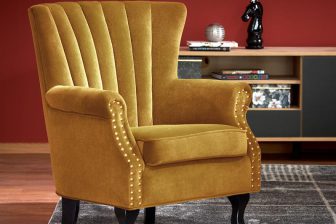 Wysoki fotel lord pinezki TITAN - piękne tkaniny