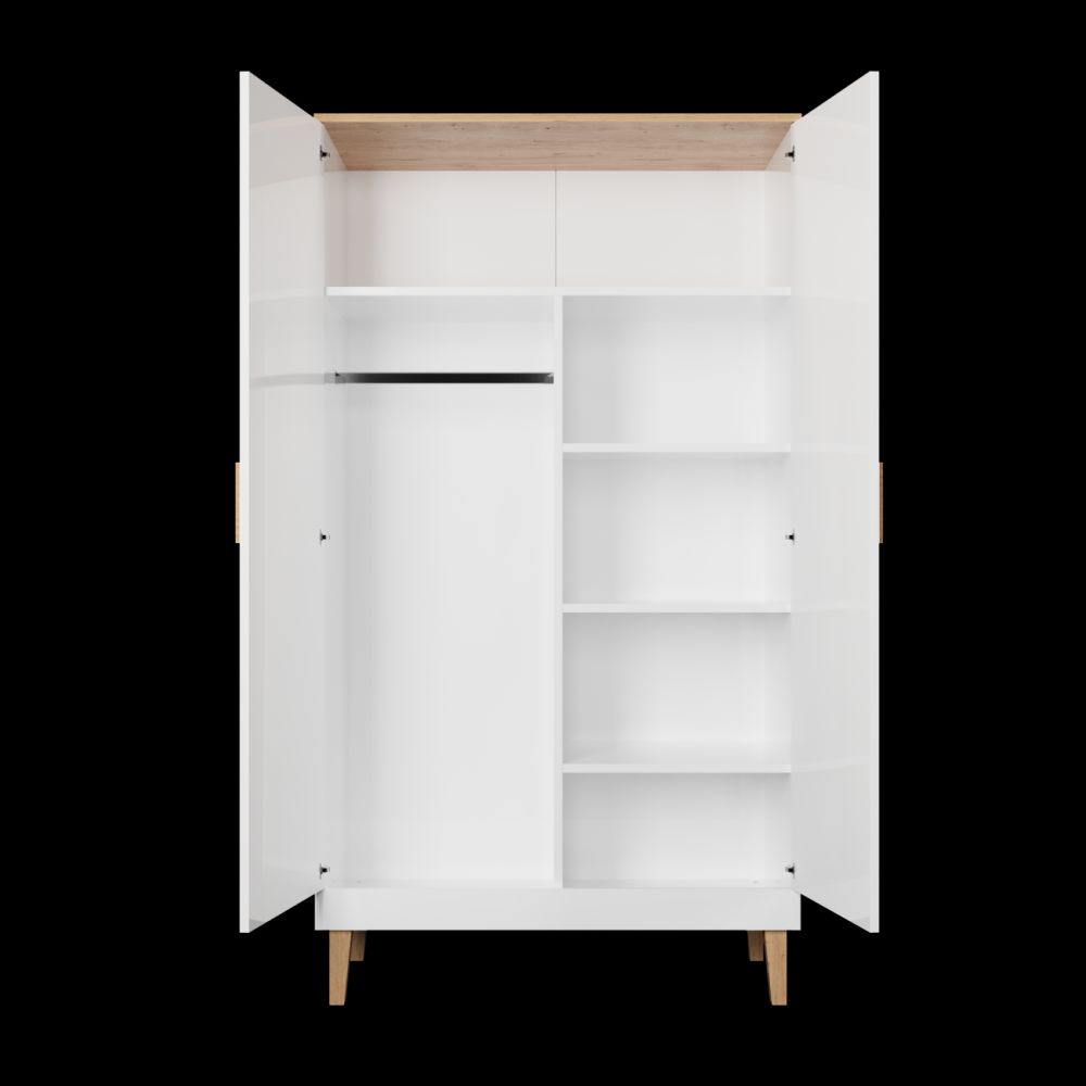 Meblościanka biała do salonu z szafą DONA 3