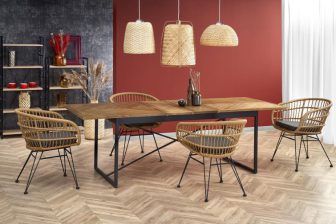 STół na 12 osób duże wymiary z krzesłami boho