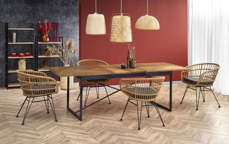 STół na 12 osób duże wymiary z krzesłami boho