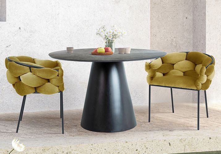 Czarny stół nowoczesny z owalną nogą