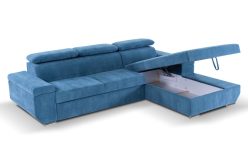 Niebieska kanapa narożna z funkcją spania LARSON 1 4