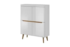 Komoda kwadratowa wysoka w stylu skandynawskim w białym połysku