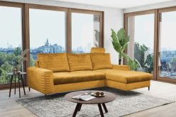 Rudy narożnik rozkładany z zagłówkiem i ozdobnymi poduszkami COMBINARE 5