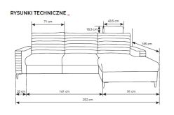 Rudy narożnik rozkładany z zagłówkiem i ozdobnymi poduszkami COMBINARE 11