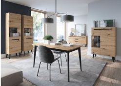 Stół rozkładany industrialny artisam z czarnymi nogami