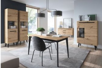 Stół rozkładany industrialny artisam z czarnymi nogami