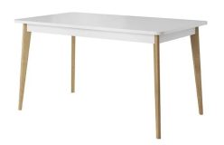 Stół skandynawski biały z drewnianymi nogami
