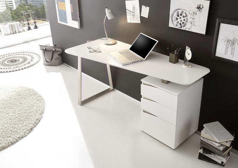 Designerskie biurko białe z szufladami