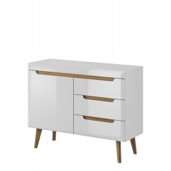 Komoda w stylu skandynawskim z szufladami w białym połysku