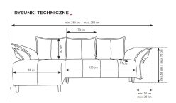 Narożnik z regulowanymi bokami z funkcją spania COOL 10