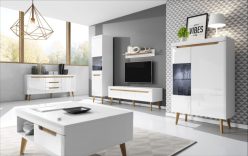 Szafka stolik rtv NORI 160 biały połysk