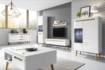 Szafka stolik rtv NORI 160 biały połysk