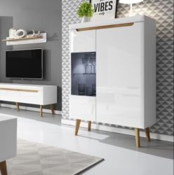 NORI 90 - witryna do salonu biała połysk