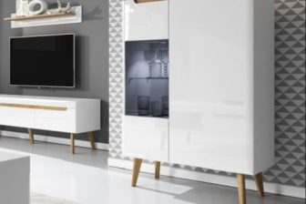 NORI 90 - witryna do salonu biała połysk