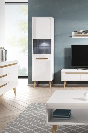 NORI 53 - witryna do salonu biała połysk