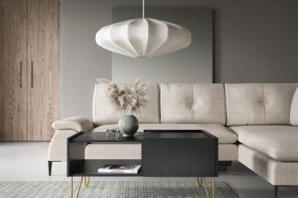 Czarny stolik kawowy na złotych nogach GOLDEN