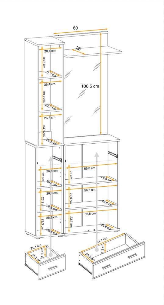 Garderoba do przedpokoju z lamelami MARINO 1 3
