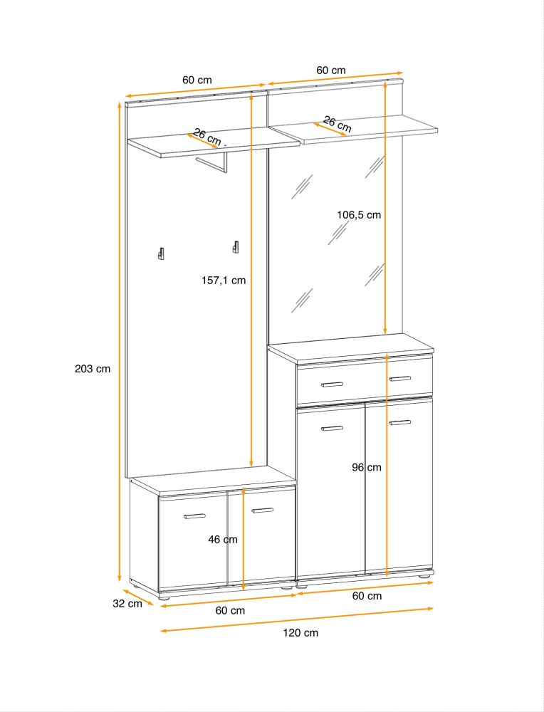 Garderoba do przedpokoju z siedziskiem ADEL 2 2