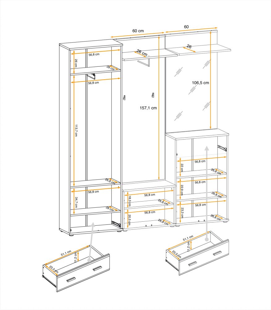 Garderoba z szafą odzieżową ADEL 3 2