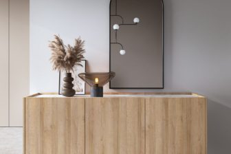 Długa komoda na nogach blat marmur