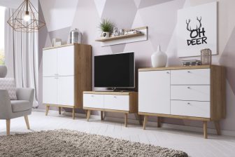 Mały stolik na telewizor w stylu skandynawskim PRIMAVERA 107cm