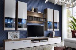 Meblościanka 300 cm na całą ścianę z witrynami DANDO - wybór kolorystyki 5