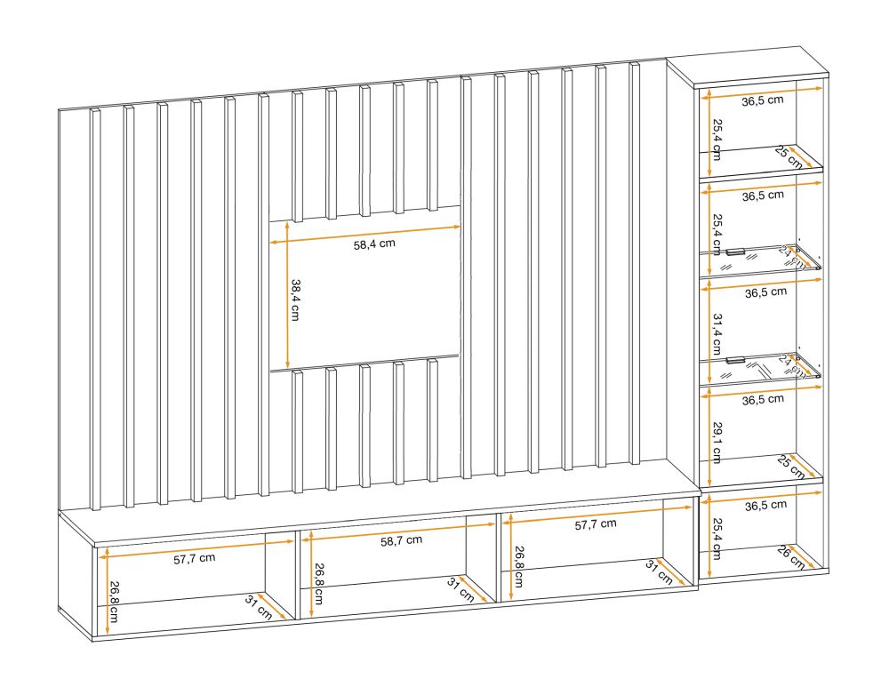 Meblościanka panelowa z lamelami VASCO 10